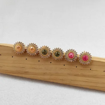 5Pairs Moda mikro utrla kubičnih cirkonij naravnega kamna daisy cvet obliko stud uhani za ženske, dekleta stranka nakit darilo ER831