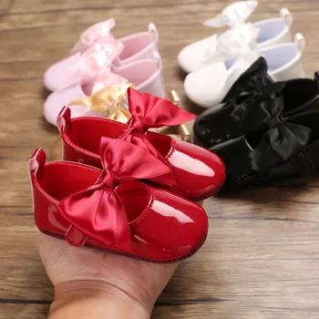 2020 nov Prihod Novorojenčka baby čevlji PU Usnje Velik lok baby dekle čevlji mehka podplatom prvi walker Princesa Čevlji za 0-18 M