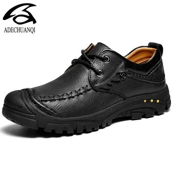 Pravega usnja moške priložnostne čevlji,ročno izdelan modni udobno dihanje moški čevlji udobno priložnostne čevlji