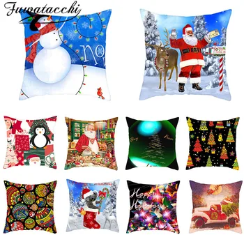 Fuwatacchi Snežaka Novo Leto zapnite Vesel Božič Santa Claus Blazino Kritje za Dom Stol, Kavč Dekoracijo Pillowcases