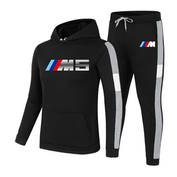 BMW M moška Športna Določa 2020 Jeseni, Pozimi Hooded Debel Moški Športna Trenirka Moški 2 Kos Majica + Sweatpants Set