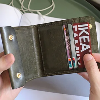 AETOO Vsajene usnje mala denarnica, moška usnjena tanke sponke retro kartico vrečko, nič denarnica ženska