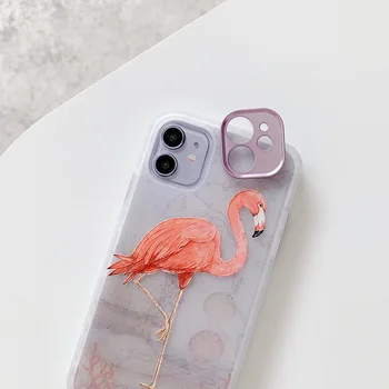 Za iPhone 12 11 Pro Max Mini Luksuzni Flamingo Primeru Telefon Za iPhone X XR XS Max 7 8 Plus Mehka TPU Odbijač Zadnji Pokrovček Coque Funda