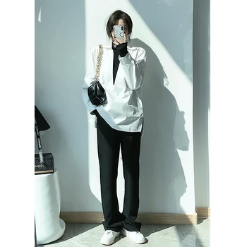 Ženske Puff Rokav Priložnostne Trdna Vrh bluze visoko modo korejski design ženske Bluzo