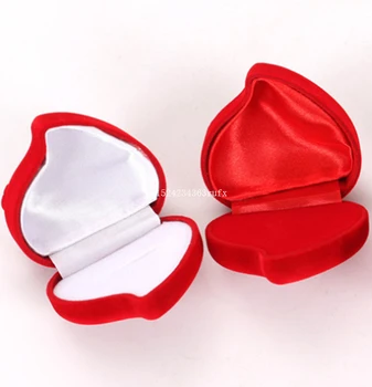 200pcs Srca v Obliki Obroča Škatle Rose Cvet Design Darila Imetnik Rdeče Posla Poročni Nakit Škatle za Darilo Polje za Ljubimec