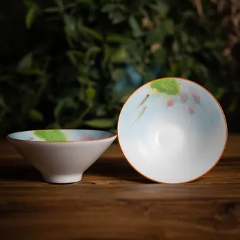 3 cm, porcelan Lotus/ribe/bambusa Tea Cup Keramično Skledo Teaware Čaj Nastavite Ročno Kitajski Naslikal Retro Slogu Kung Fu Pokal Dom Dekor Vrč