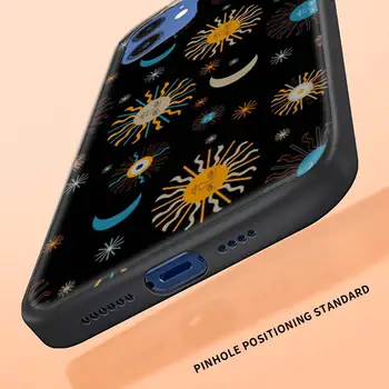 Črno Ohišje za iPhone 7 8 MP 11 12 Pro Max 2020 Plus X XR XS MAX 12 Mini Silikonski Telefon Coque Fundas Soncu Obraz Fluorescence