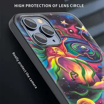 Črno Ohišje za iPhone 7 8 MP 11 12 Pro Max 2020 Plus X XR XS MAX 12 Mini Silikonski Telefon Coque Fundas Soncu Obraz Fluorescence