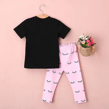 Baby Dekle Ustnice, T-shirt +Roza Hlače za Malčke Novorojenčka Otroci Lepe Risanke, Obleke, Oblačila, ki Toddler