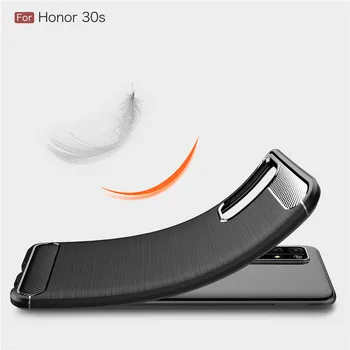 Mehko Ogljikovih Vlaken Primeru Za Huawei Honor 30-IH 30 Pro Pokrov Ohišja Zaščitna Opremljena Telefon Odbijača Za Huawei Honor 30 30-ih Primeru