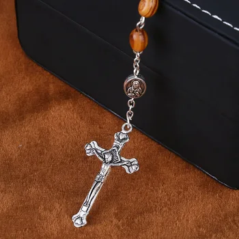 Zlitine Madonna Blagovne Znamke Jezus Križ Katoliške Ročno Ovalne Bor Noge Venec Zapestnica