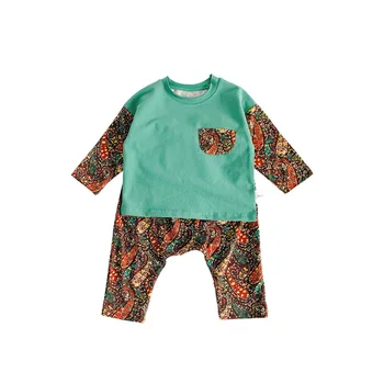 2PCS WLG fantje dekleta oblačila sklop otroci jeseni mozaik majica s kratkimi rokavi in tiskanih hlače komplet dojenček priložnostne obleko,