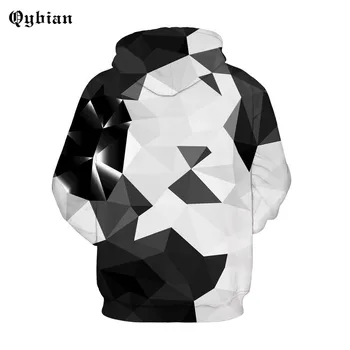 Qybian 3D zgornji del Trenirke Moški/ženske Black Diamond White Print Hooded Puloverji Jopice Puloverju Vrhovi, ki so Hoody Moški