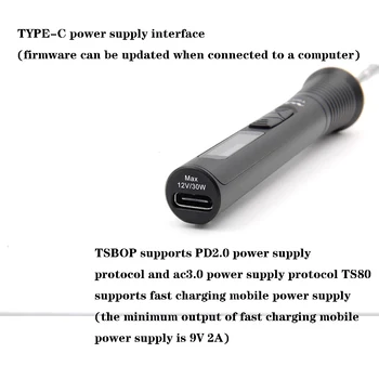 Nastavljiva Temperatura Inteligentni Mini TS80P Digitalni Električna Spajkalna Železa na primer s spajkanjem Nasvet Hitri Polnilec