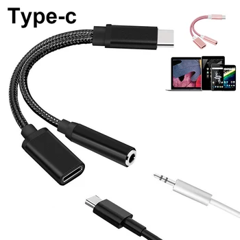 Tip-C Do 3,5 mm Polnilnik, Slušalke, Slušalke Kabel Adapter 2 V 1, USB Tip C Do 3,5 AUX Avdio Priključek priključek za Polnilnik Priključek za Napajalnik