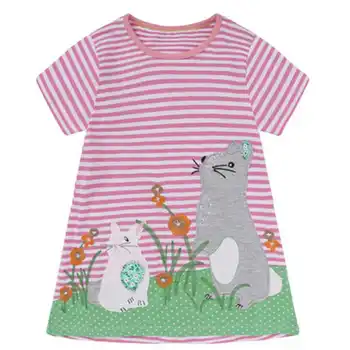 Baby Dekleta Oblačenja Poletja 2018 Otroci Obleke za Dekleta Obleke Prugasta Živali Appliques Božič Princesa Otroci Obleko Oblačila