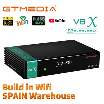 GTMedia V8X DVB-S/S2/S2X Satelitski TV Sprejemnik H. 265 Buil-V WIFI Set Top Box Dekoder Zalogi v Španiji Receptor Za V8 NOVI V8 DRAGA
