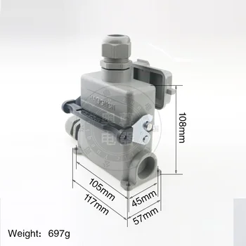 16 jedro H16B - JE - 016-4 težka priključek s pokrovom na visoko goro strani za sam gumb, 16 a500v vijak c