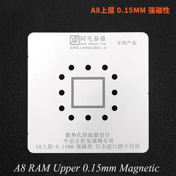 AMAOE 0.15 0.18 mm Magnetne BGA Reballing Šablona Komplet Za iPhone A8 CPU Tin Sajenje Spajkanje Neto Mobilni Telefon Orodje za Popravilo Sklopov