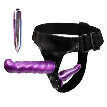 Bullet Vibrator Dvojni Dildo Strapon Adult Sex Igrača za Ženske Ultra Elastični Pas, vrvico na Dildo Lezbičnih Parov Izdelke, povezane s spolnostjo