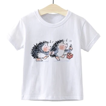 Vesel Jež Baby Girl Obleke Ulične Telovadnici Hipster Trendy Otroci T-shirt Precej Letnik Modi Hip Hop Otroci Tshirt