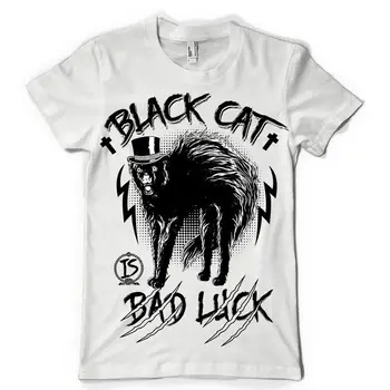 2019 bombaž Moda BLACK CAT SLABE SREČE strele grozljivo strašljivo muco mens t shirt tees Tee majica