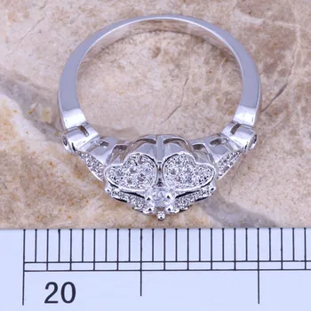 Exquisite Retro White CZ Silver Plated Flower Ring Size 6 / 7 / 9 E509