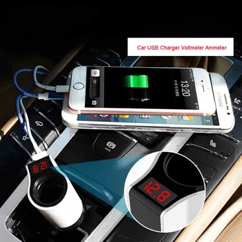 Nov Avto Dvojni Polnilnik USB Vtičnico Cigaretnega Vžigalnika LED Voltmeter Ampermeter Adapter Za iPhone, ipad, Samsung LG Xiaomi Huawei qyh