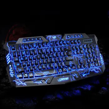 Žično Gaming Tipkovnica Crack Vzorec LED Osvetljen Osvetlitev Tipkovnice za Računalnik Prenosni RAČUNALNIK