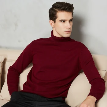 2020 jeseni in pozimi novih moških turtleneck pulover 8-barve visoke kakovosti zgosti toplo slim barva pulover znamke pulover