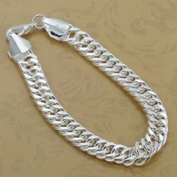 H102 Brezplačna Dostava Trgovini Silver plated zapestnico, srebrni modni nakit 10 mm Zapestnico /btzaklgatc