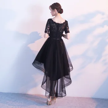 Obleke Moda Spredaj kratka zadaj dolžina Tradicionalno Kitajsko Obleko Qipao Črno Poročno Cheongsam Večer Orientalske qipao obleko