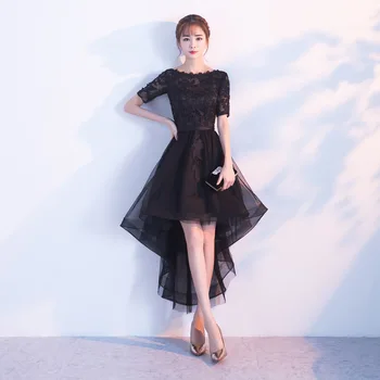 Obleke Moda Spredaj kratka zadaj dolžina Tradicionalno Kitajsko Obleko Qipao Črno Poročno Cheongsam Večer Orientalske qipao obleko