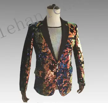 Žamet tiskanja plašči moške obleke fazi pevcev jakna moški Flip sequins jopič mens oblačila moda plesna zvezda slog punk obleko