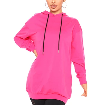 New Vroče Prodaje Moda za Ženske Barva Tunics Sweatshirts Vrvico Long Sleeve Hooded Dolgo Priložnostne Hoodies Puloverju Vrhovi