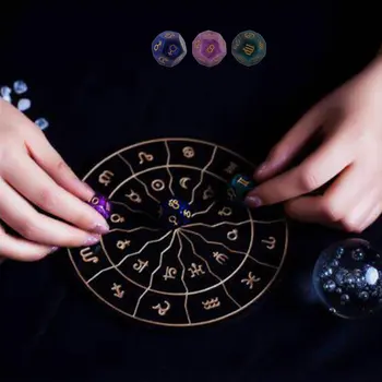 3PCS 9 Polyhedral Tarot Smolo Klešče z 12 strani Astrologija, Constellation, Vedeževanje s Kockami, kartami Za Družinski Prijatelji