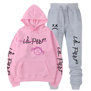 2020 Lil Peep Sweatshirts Dva Kosa Iz Trenirko Harajuku Hoodies+Jogger Sopihanje Sunset Krivulja Oblačila Za Ženske/Moške Določa