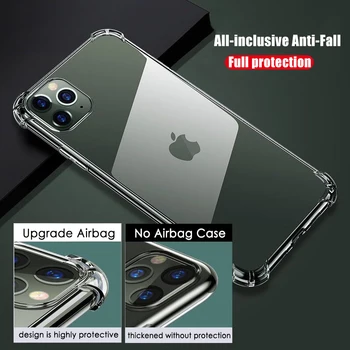 Telefon Primeru Za iPhone SE 2020 11 Pro Max X XS XR 7 8 6S Plus 12 Primeru Shockproof prosojna Zaščita Mehki Silikonski Pokrov Nazaj