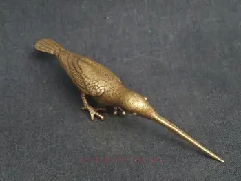 YIZHU CULTUER UMETNOSTI Edinstvena Zbirka Kitajska Bronasto Carving Ptica Kip Lepo Staro Družino Dekoracijo Čudovito Darilo