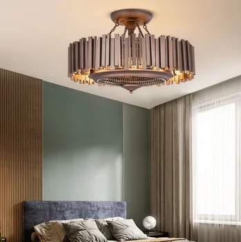 Luksuzni železa led stropni ventilator z lučmi daljinski upravljalnik ventilator lučka Tihi Motor spalnica dekor sodobne ventilatorji