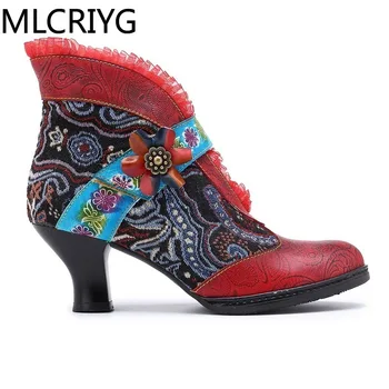 Original 2020 novo cvetlični čipke, ročno izdelane hit barve krasen španski slog ženski sandali sandali gleženj škornji