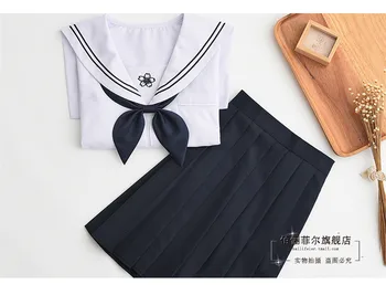 Japonski Visoki šoli študenta Enotna Obleka ženske Lolita Visoka Šola Zbor obleko modra sakura vezenje Mornar ovratnik obleko