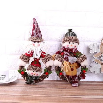 Božični okraski DIY Božič doll tolkalo rattan venec garland starejših snežaka vrata visi window dressing up dobave
