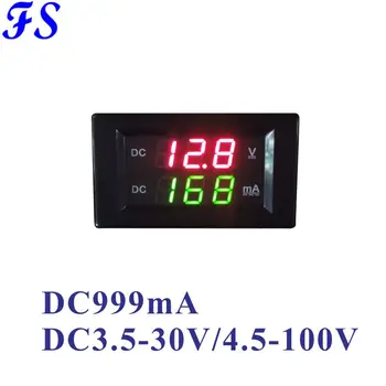 DC 999mA Napetost Ampermeter 3.5-30V 4.5-100V LED Digitalni Voltmeter Amper Meter Volt Amp Plošča Tester Tri Žice, 68*38 mm