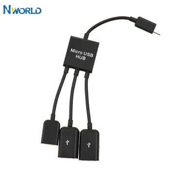 Nworld Micro USB OTG Hub Adapter Za Pametni telefon Tablični 3 in1 Multi Micro USB Razdelilnik Združljiv Za Androad Telefon, Fotoaparat, TV