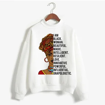 Sem Črna Ženska Lepa Čarobno Afriške Dekle Obraz Graphic Majica Ženski Pulover Melanin Poppin Kraljica Hoodie Ženske Oblačila