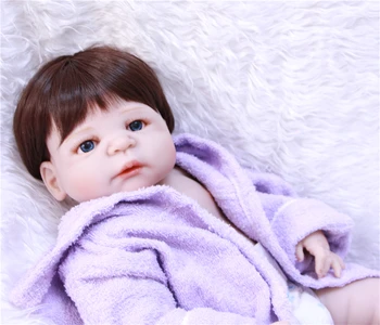 Dekle Baby Doll, ki so prerojeni 22-palčni Veren Polni Silikona Vinil Prerojeni Dojenčki Igrača Z vijolično batherobes bebe živ rodi bonecas