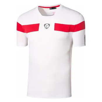Jeansian Moški Šport Tee Rokavi Tshirt T-Shirt Vrhovi, ki Teče Telovadnici Fitnes Vadbo Nogomet Kratek Rokav Suho Fit LSL120 White2