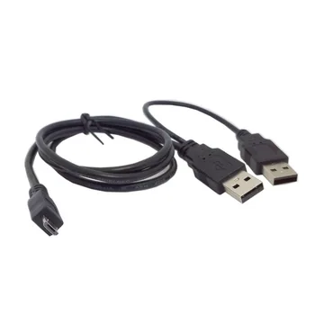 USB 2.0 dve Moški-Micro USB 5Pin Male Y Kabel 80 cm za zunanji Trdi Disk