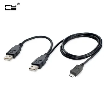 USB 2.0 dve Moški-Micro USB 5Pin Male Y Kabel 80 cm za zunanji Trdi Disk
